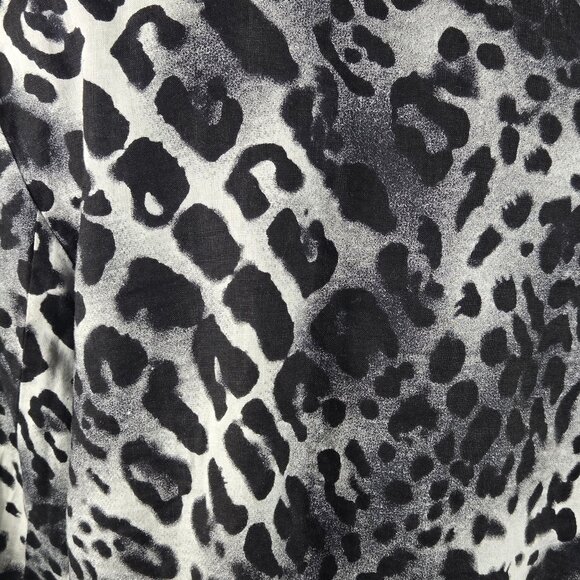 Berek2 Size Large Black White Animal Print Blazer Button Front Mandarin Collar - Picture 8 of 12